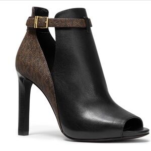 Elegant Black and Brown Women's Ankle Boots : Lawson Open Toe Leather